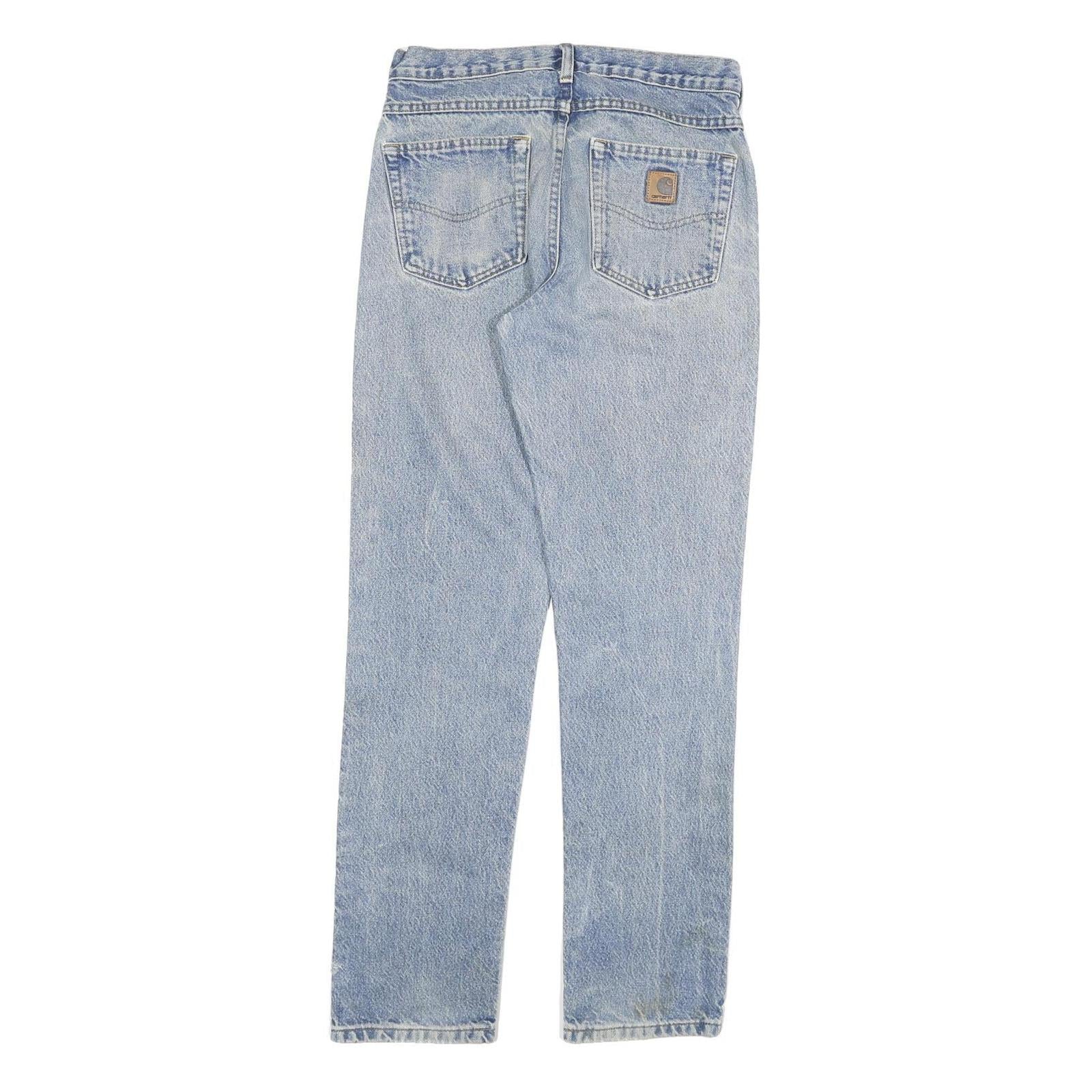 CARHARTT Mens Slim Light Blue Denim Jeans W30 L32 Casual Cotton Blend Zip