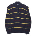 POLO RALPH LAUREN Mens Navy Blue Yellow & Maroon Patterned Button Neck Jumper M