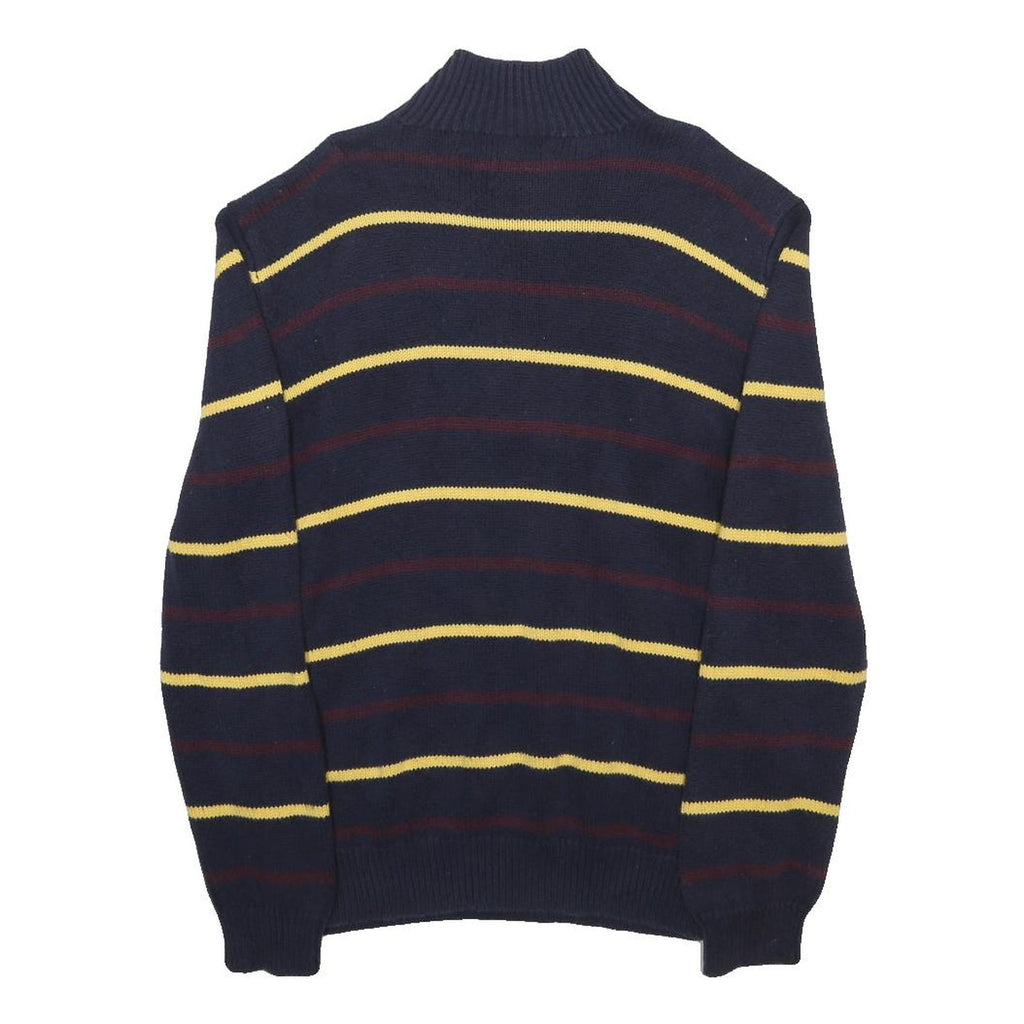 POLO RALPH LAUREN Mens Navy Blue Yellow & Maroon Patterned Button Neck Jumper M
