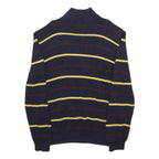 POLO RALPH LAUREN Mens Navy Blue Yellow & Maroon Patterned Button Neck Jumper M