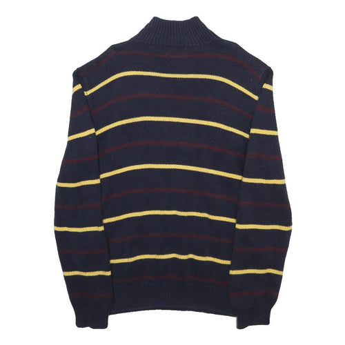 POLO RALPH LAUREN Mens Navy Blue Yellow & Maroon Patterned Button Neck Jumper M