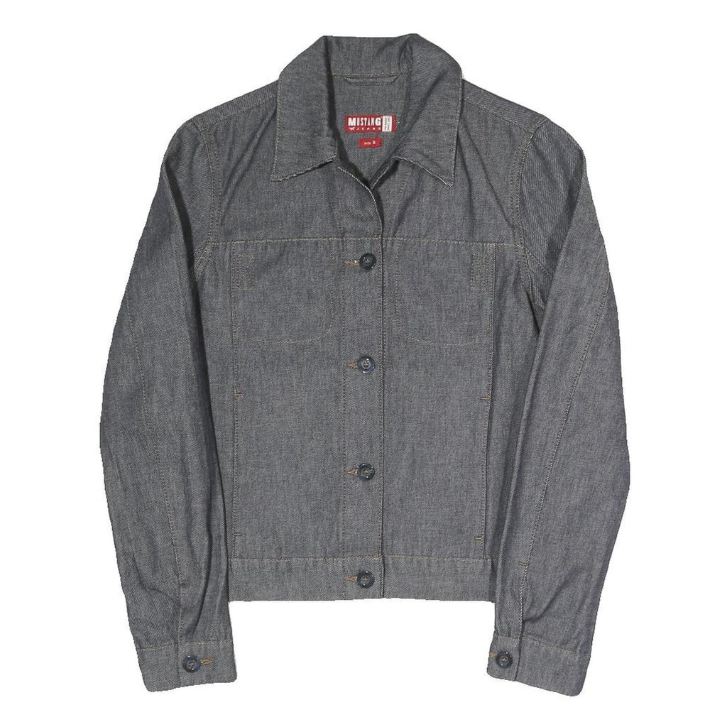 MUSTANG JEANS Womens Grey Cotton Blend Button Jacket S Denim Style Plain
