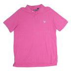 CHAPS Mens Pink Short Sleeve Plain Polo Shirt L Embroidered Logo Casual Summer