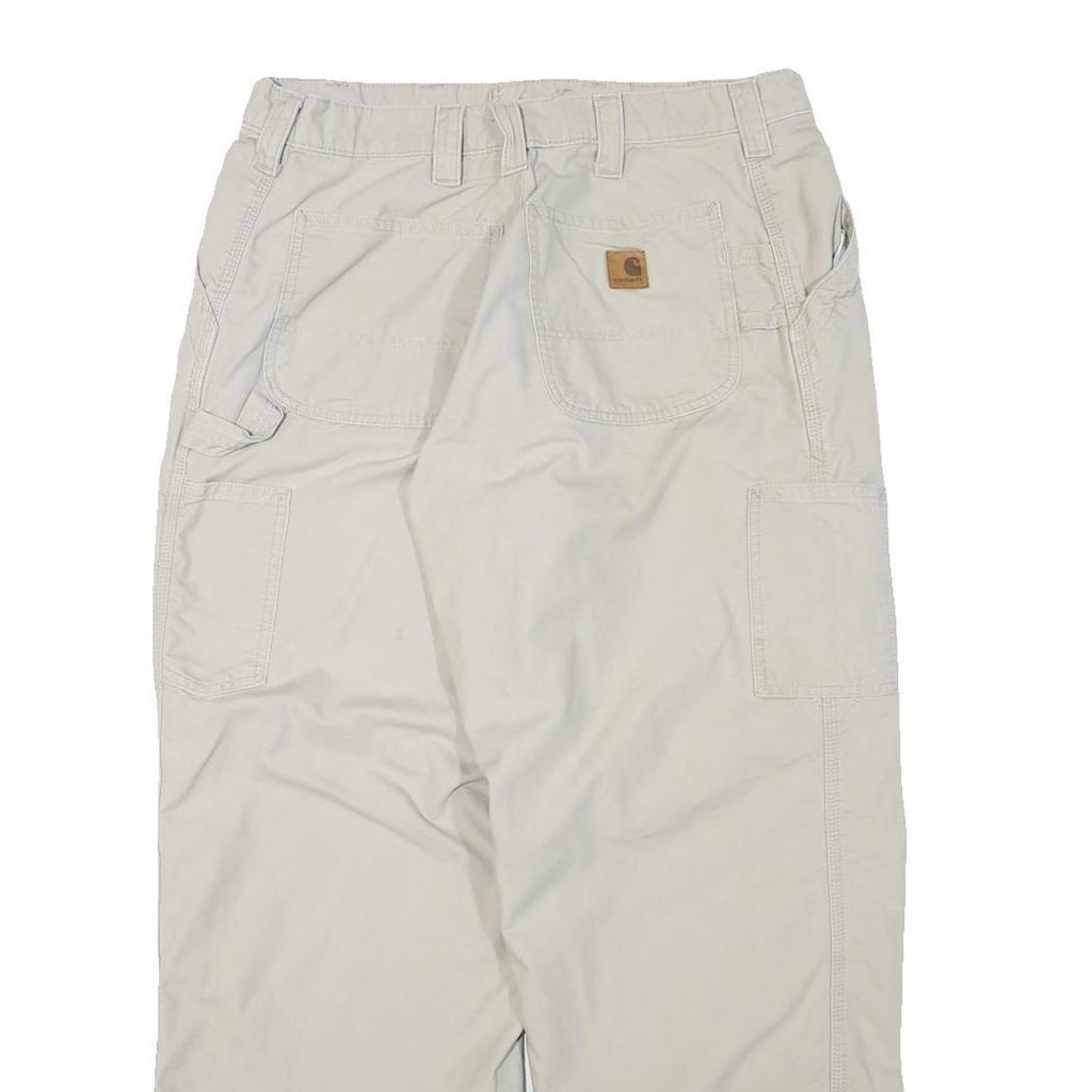 CARHARTT Mens Cotton Blend Beige Relaxed Straight Trousers W34 L27 Workwear Zip