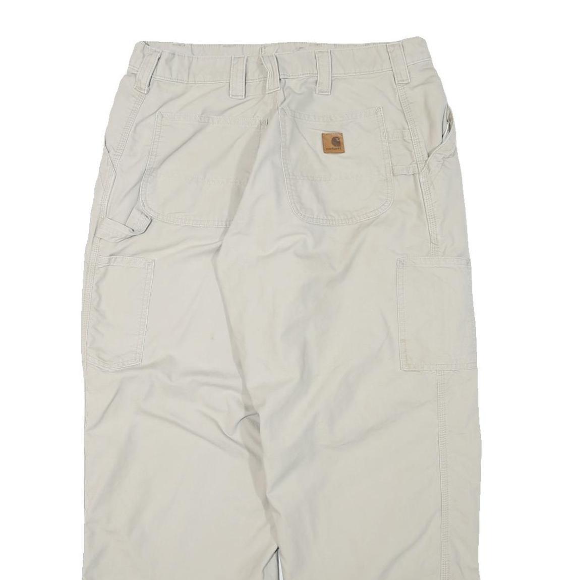 CARHARTT Mens Cotton Blend Beige Relaxed Straight Trousers W34 L27 Workwear Zip
