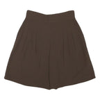 Womens Brown Casual Polyester Blend Shorts M W26 Pleated High Waist