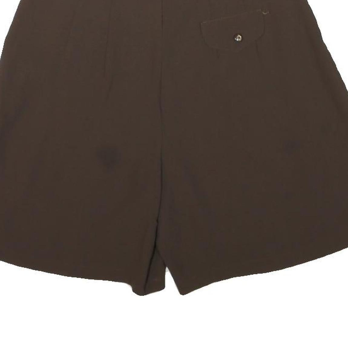 Womens Brown Casual Polyester Blend Shorts M W26 Pleated High Waist
