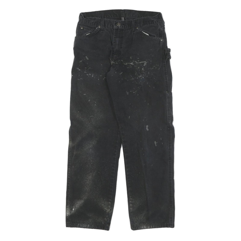 DICKIES Mens Black Regular Fit Straight Cotton Blend Trousers W28 L28 Workwear