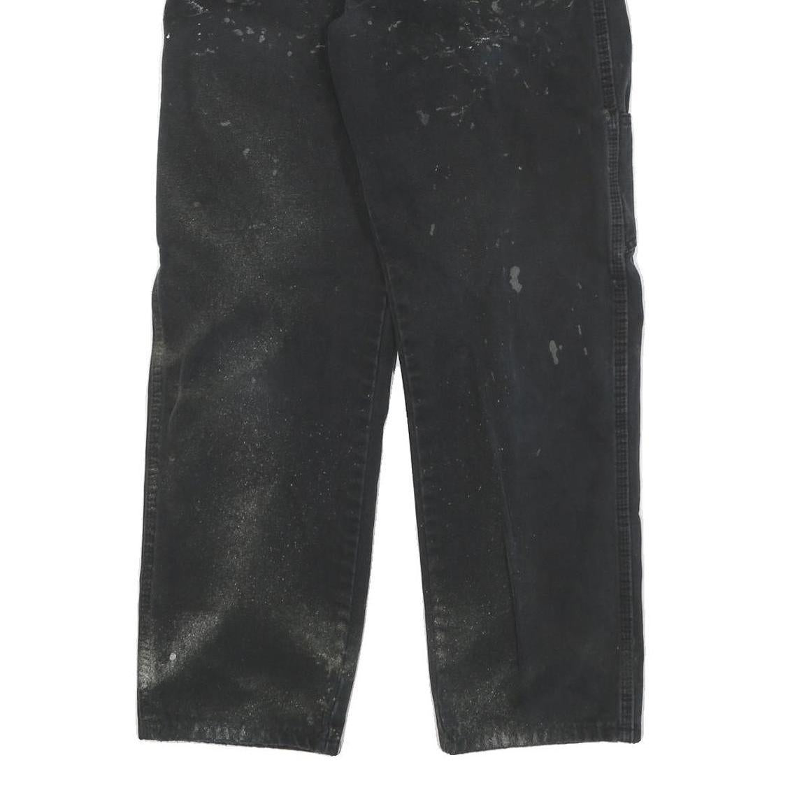 DICKIES Mens Black Regular Fit Straight Cotton Blend Trousers W28 L28 Workwear