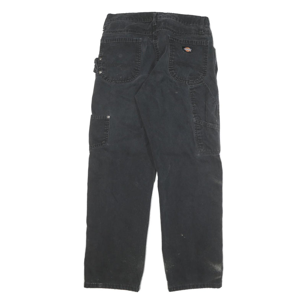DICKIES Mens Black Regular Fit Straight Cotton Blend Trousers W28 L28 Workwear