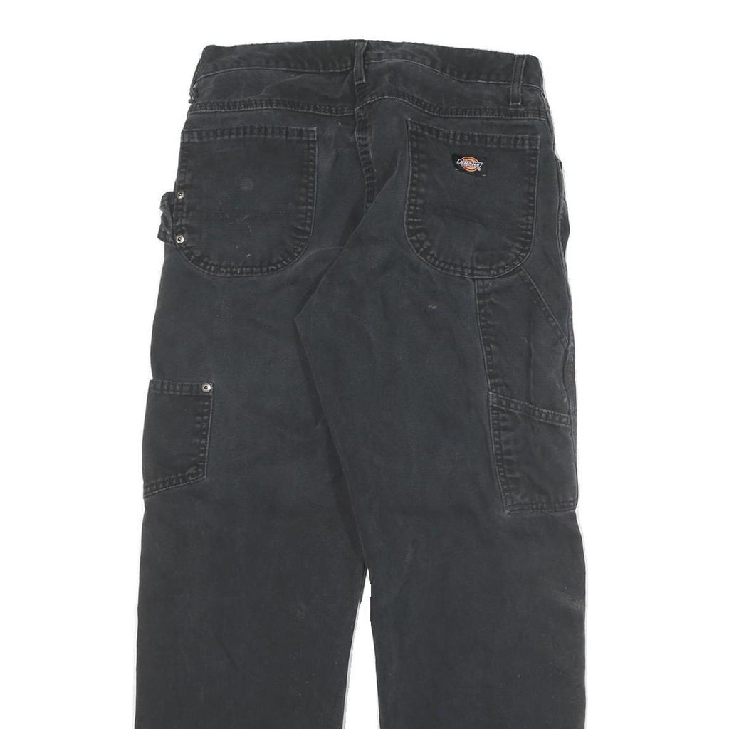 DICKIES Mens Black Regular Fit Straight Cotton Blend Trousers W28 L28 Workwear