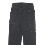 DICKIES Mens Black Regular Fit Straight Cotton Blend Trousers W28 L28 Workwear