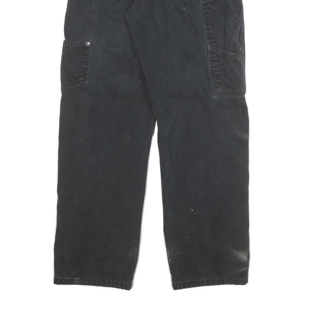 DICKIES Mens Black Regular Fit Straight Cotton Blend Trousers W28 L28 Workwear