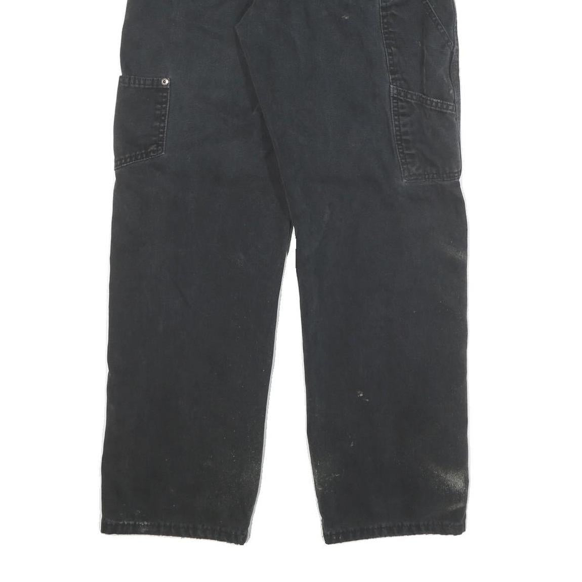 DICKIES Mens Black Regular Fit Straight Cotton Blend Trousers W28 L28 Workwear