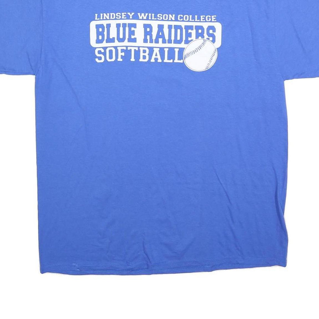 GILDAN Mens Blue Lindsey Wilson College Blue Raiders Softball T-Shirt XL Crew