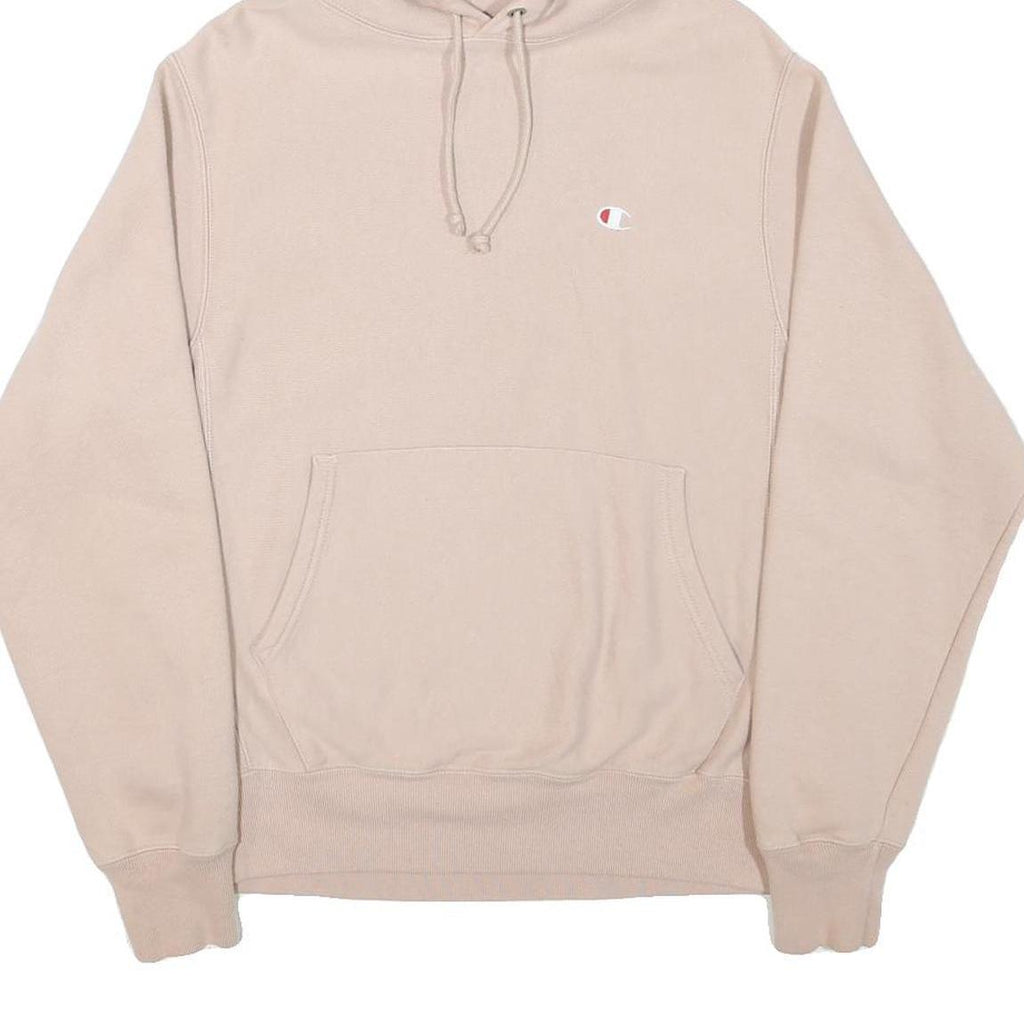 CHAMPION Mens Beige Pullover Hoodie S S Logo Cotton Blend Casual Sweatshirt