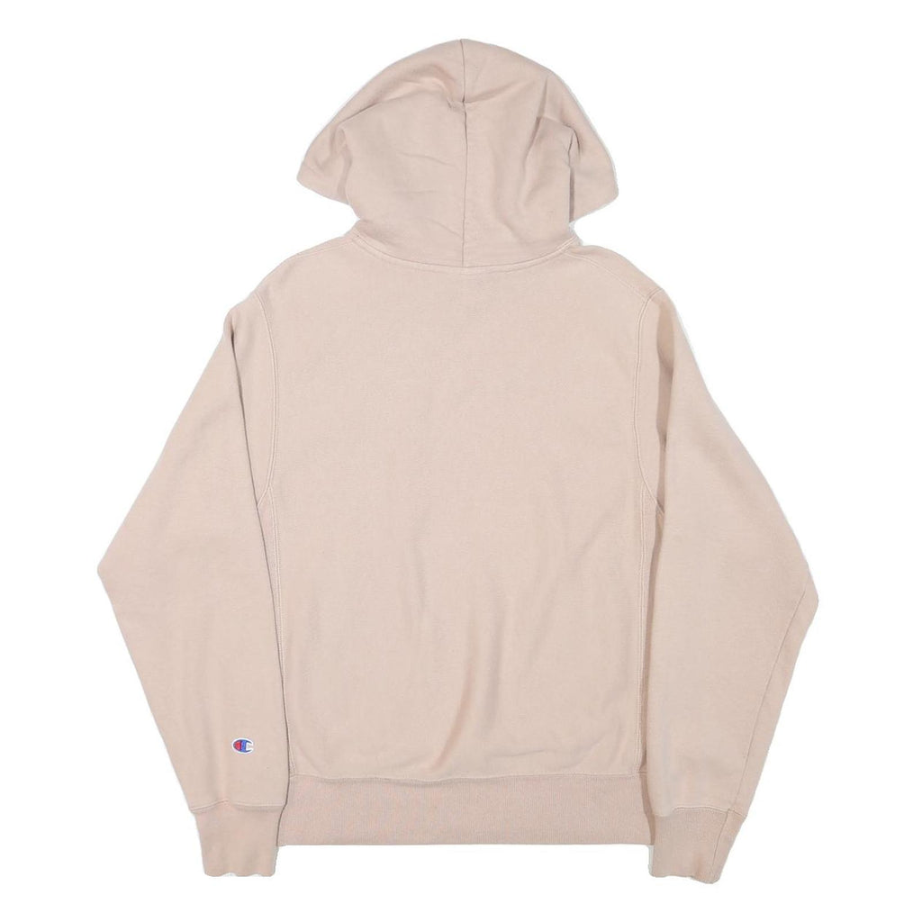 CHAMPION Mens Beige Pullover Hoodie S S Logo Cotton Blend Casual Sweatshirt