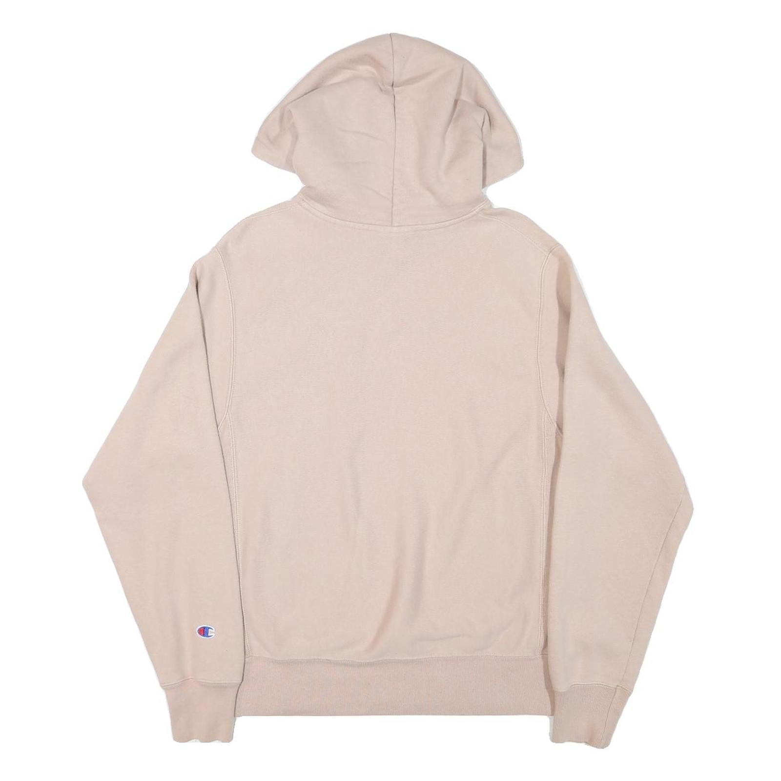 CHAMPION Mens Beige Pullover Hoodie S S Logo Cotton Blend Casual Sweatshirt