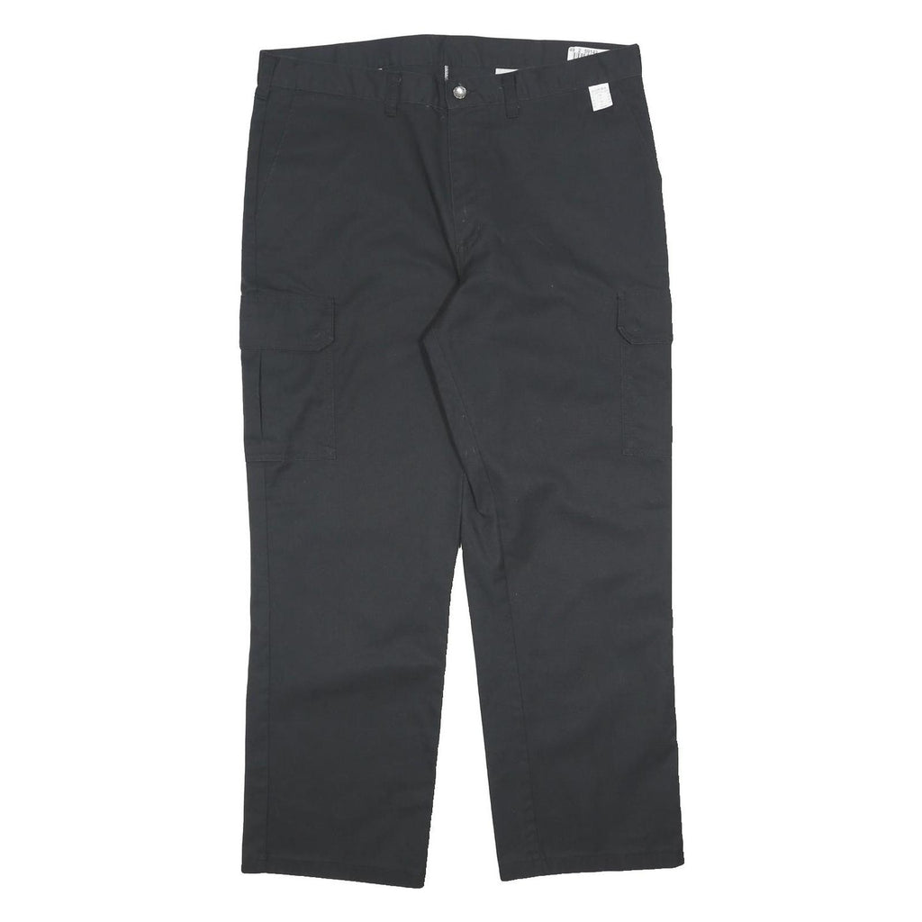 DICKIES Mens Cotton Blend Black Relaxed Straight Trousers W38 L30 Workwear Zip