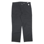 DICKIES Mens Cotton Blend Black Relaxed Straight Trousers W38 L30 Workwear Zip