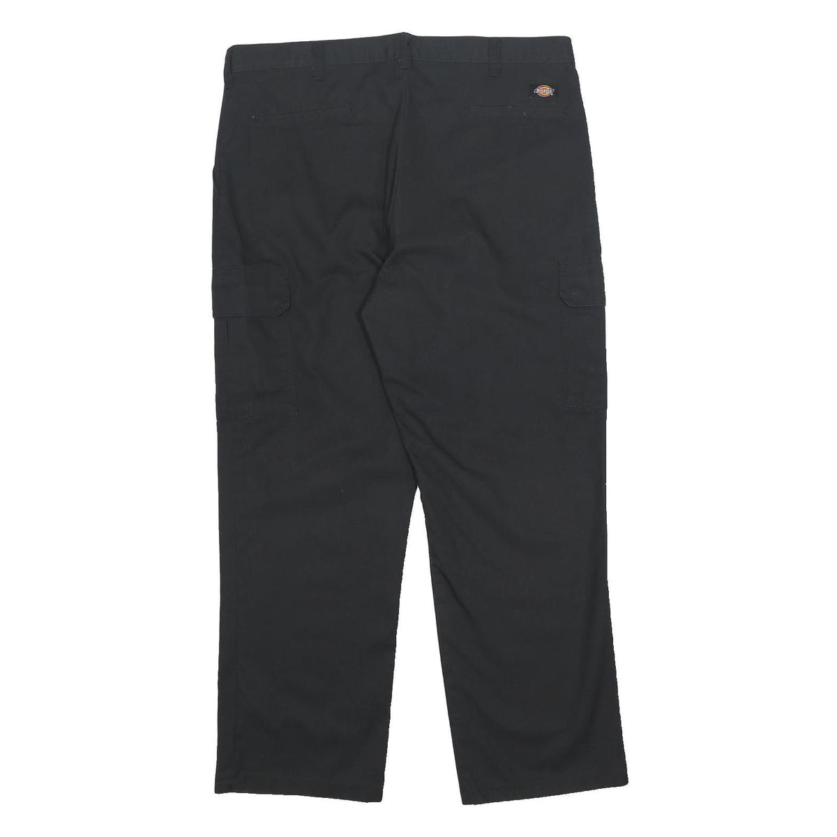 DICKIES Mens Cotton Blend Black Relaxed Straight Trousers W38 L30 Workwear Zip