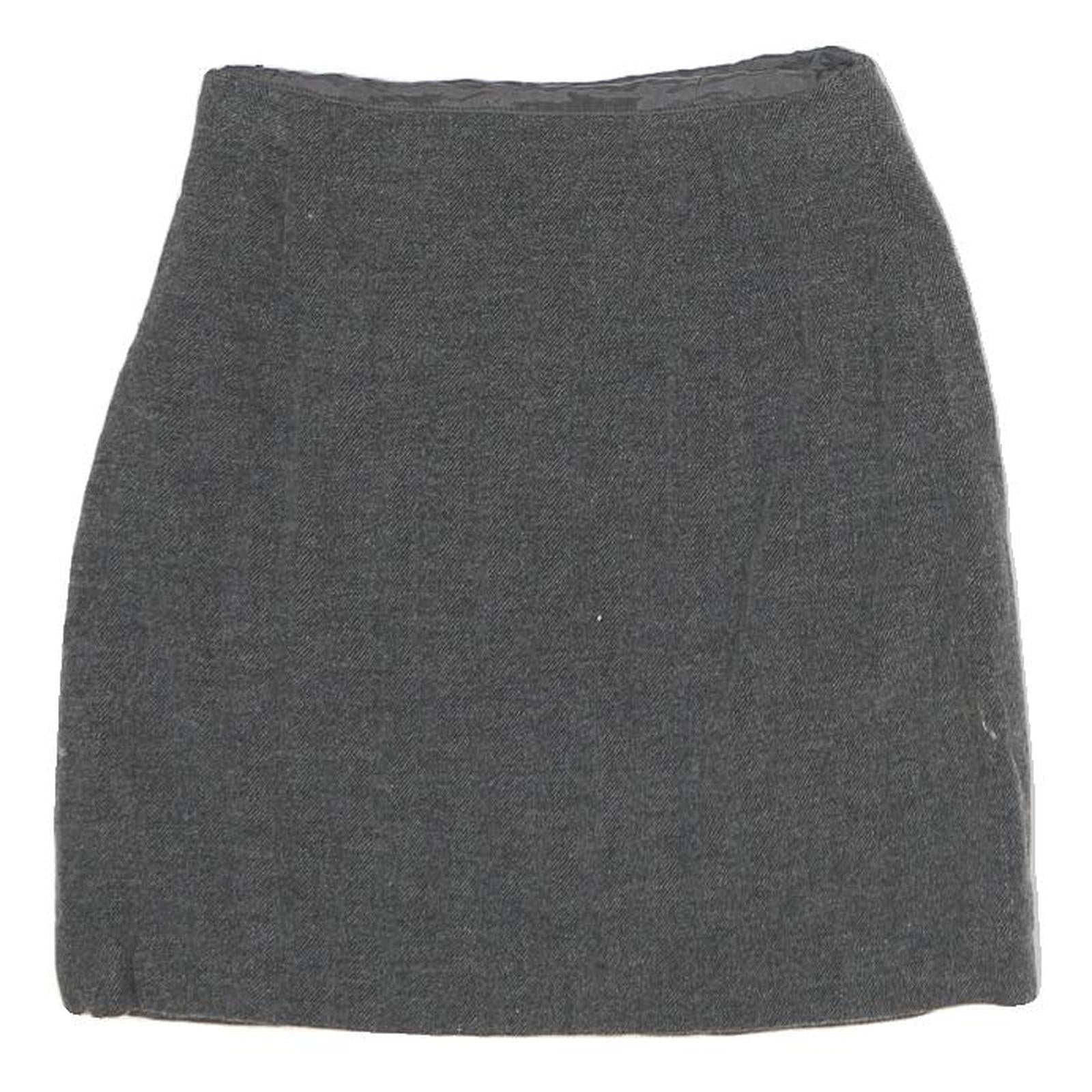 MAX MARA Womens Grey Pencil Knee Length Cotton Skirt UK 8 Classic Elegant