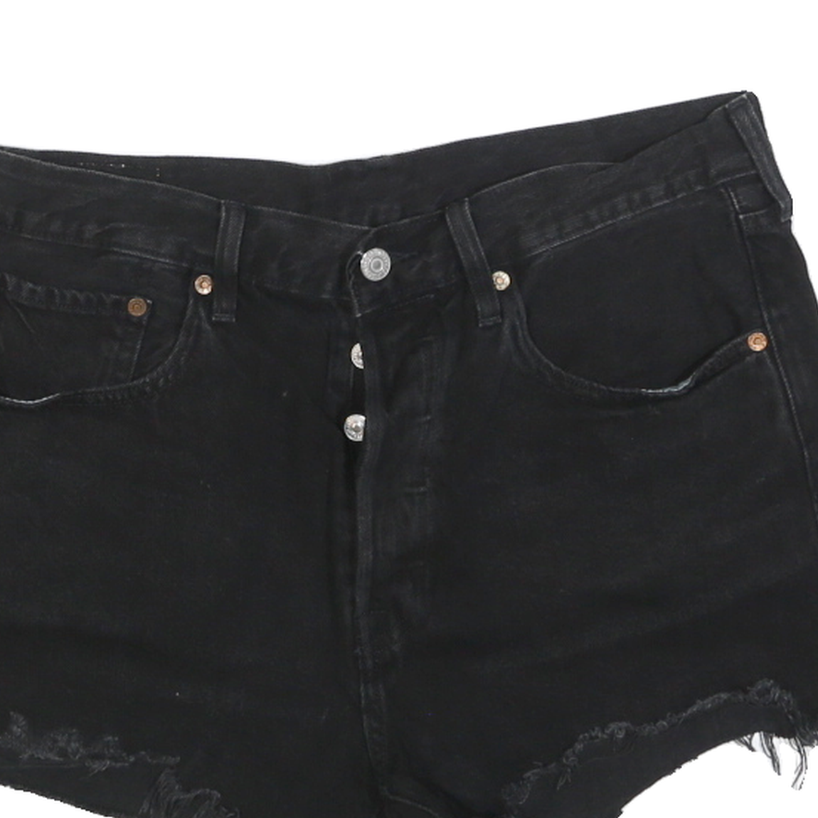 LEVI'S Womens Shorts Black Denim Cut-Off M W30 Button Fly Casual Style