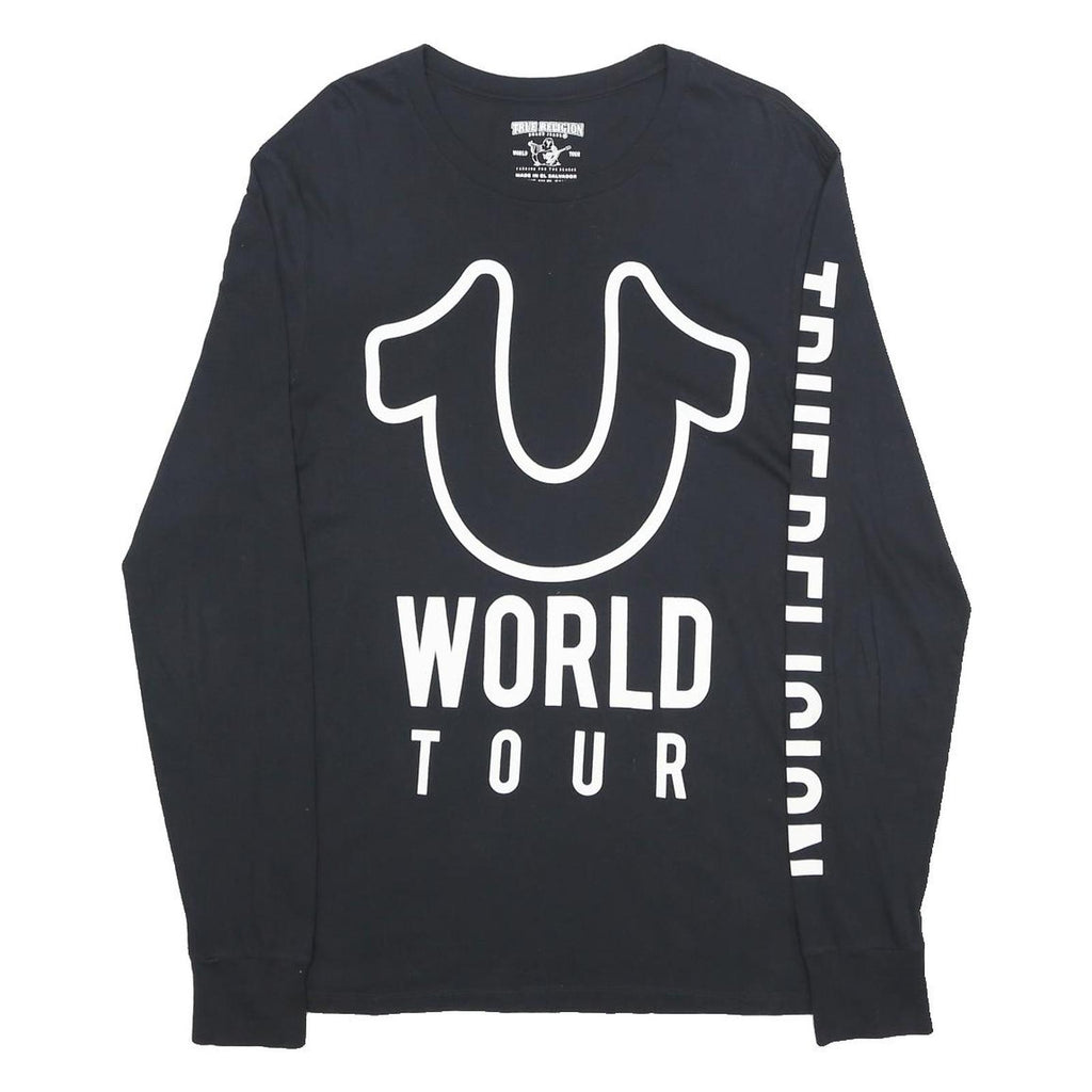TRUE RELIGION Mens Black World Tour Long Sleeve Crew Neck T-Shirt S