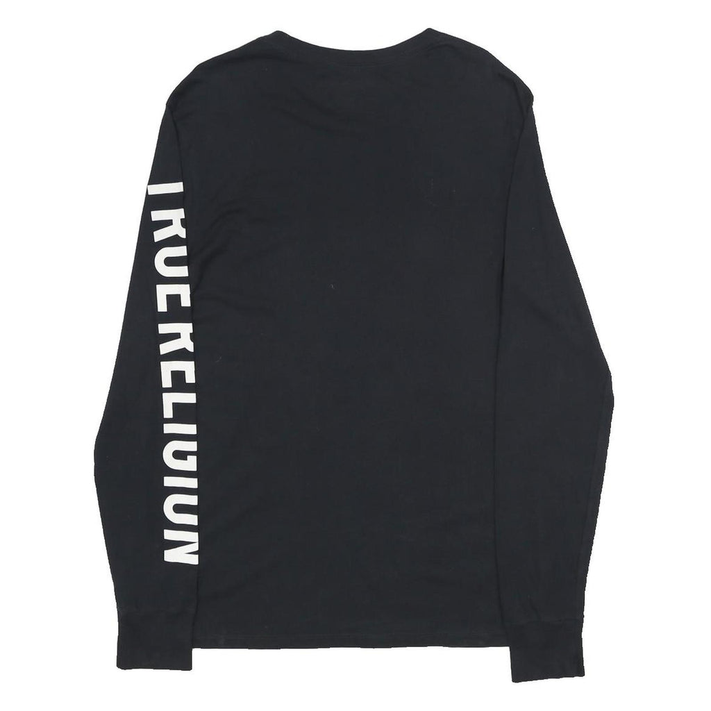 TRUE RELIGION Mens Black World Tour Long Sleeve Crew Neck T-Shirt S