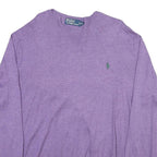 POLO RALPH LAUREN Mens Purple Plain Crew Neck Basic Knit Jumper XL Cotton Blend