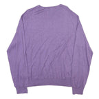 POLO RALPH LAUREN Mens Purple Plain Crew Neck Basic Knit Jumper XL Cotton Blend