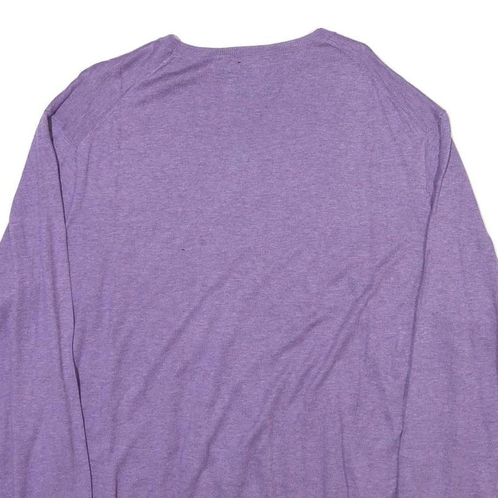 POLO RALPH LAUREN Mens Purple Plain Crew Neck Basic Knit Jumper XL Cotton Blend