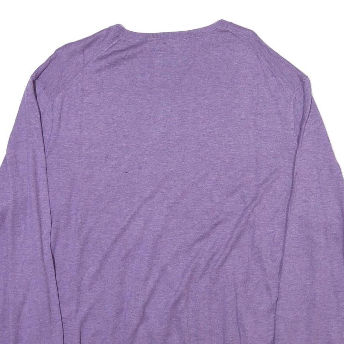POLO RALPH LAUREN Mens Purple Plain Crew Neck Basic Knit Jumper XL Cotton Blend