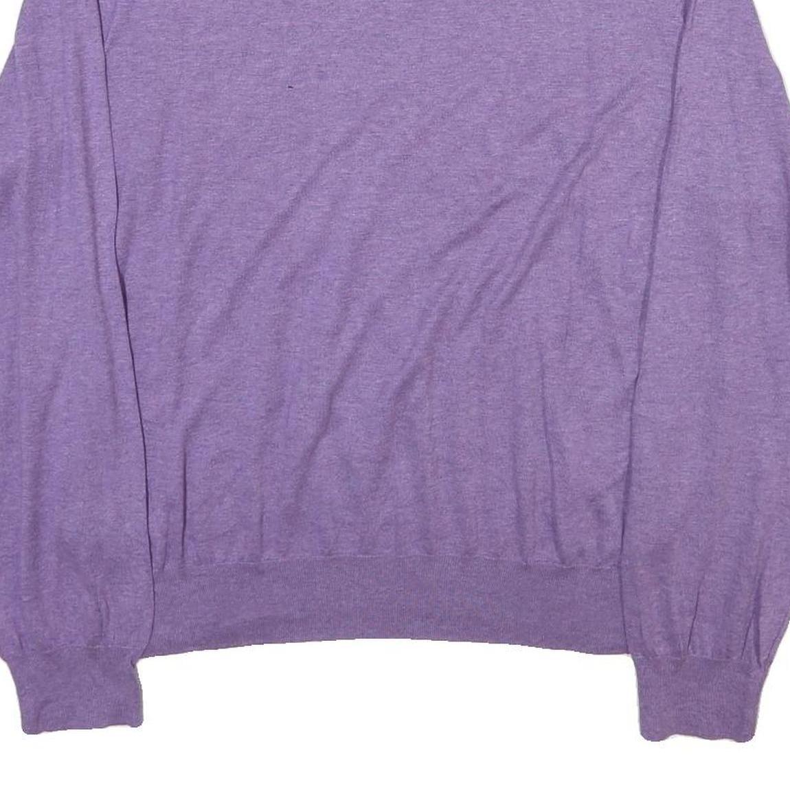 POLO RALPH LAUREN Mens Purple Plain Crew Neck Basic Knit Jumper XL Cotton Blend