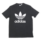 ADIDAS Womens Black Cotton Blend Graphic T-Shirt UK 14 Short Sleeve Crew Neck