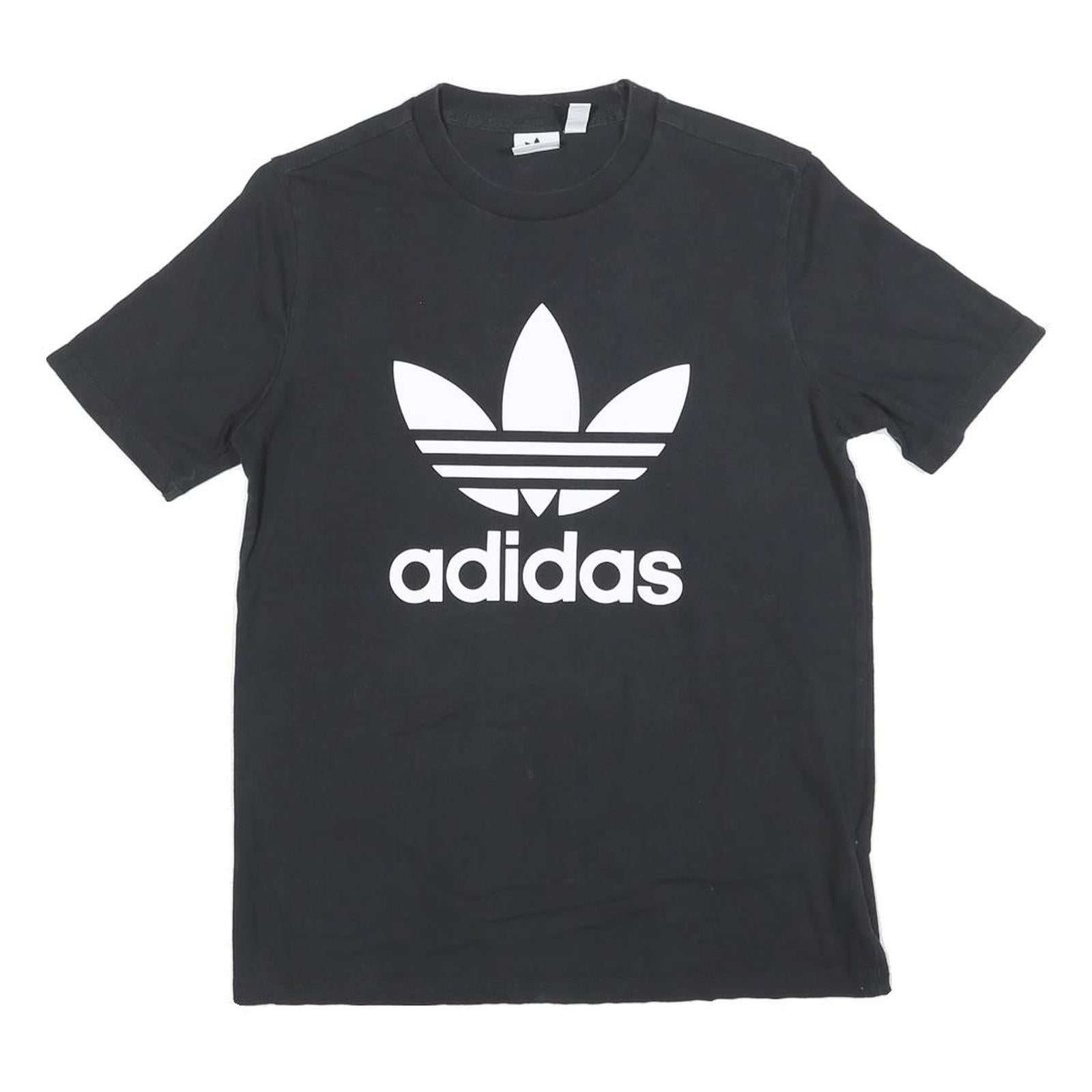 ADIDAS Womens Black Cotton Blend Graphic T-Shirt UK 14 Short Sleeve Crew Neck