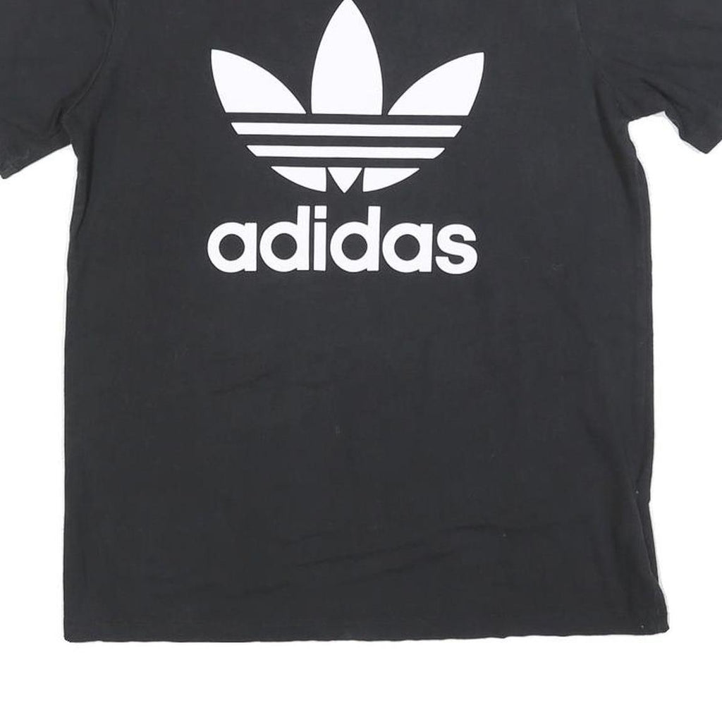 ADIDAS Womens Black Cotton Blend Graphic T-Shirt UK 14 Short Sleeve Crew Neck