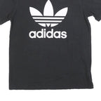 ADIDAS Womens Black Cotton Blend Graphic T-Shirt UK 14 Short Sleeve Crew Neck