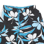 NIKE Mens Black Blue & White Floral Casual Shorts L W32 Polyester Lightweight