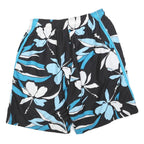 NIKE Mens Black Blue & White Floral Casual Shorts L W32 Polyester Lightweight