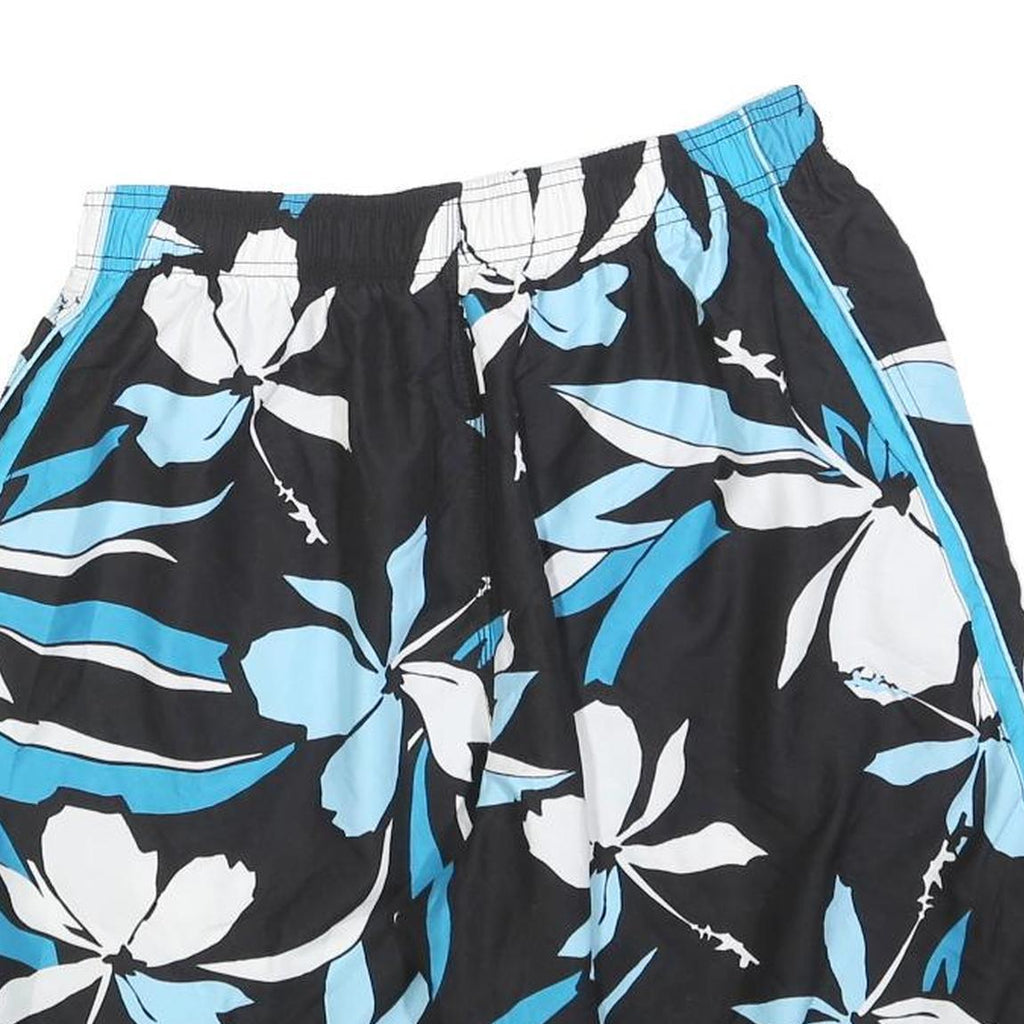 NIKE Mens Black Blue & White Floral Casual Shorts L W32 Polyester Lightweight