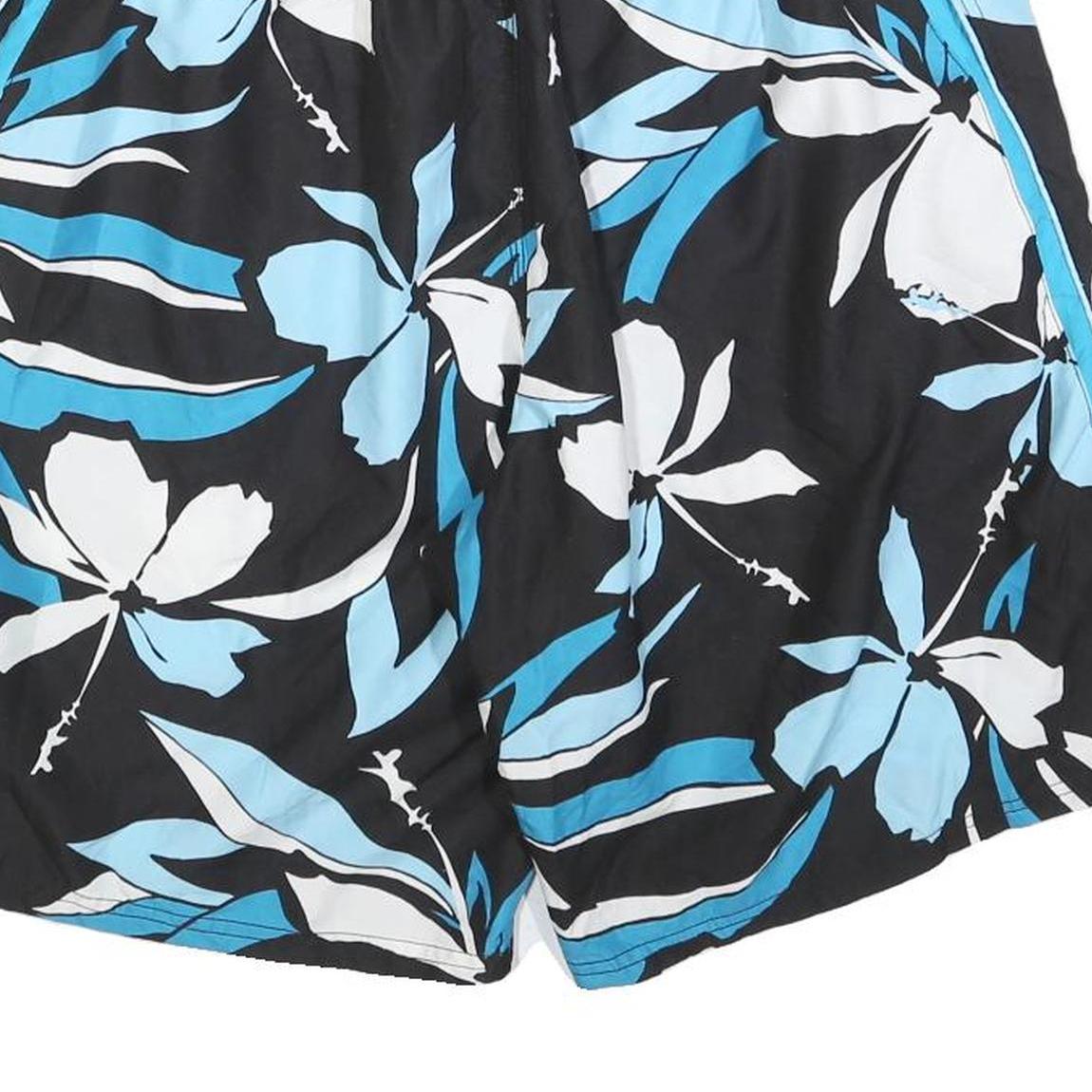 NIKE Mens Black Blue & White Floral Casual Shorts L W32 Polyester Lightweight