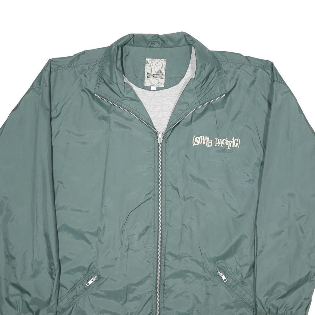 GO WEST Mens Green Nylon South Pacific Jacket XL Windbreaker Zip Pockets