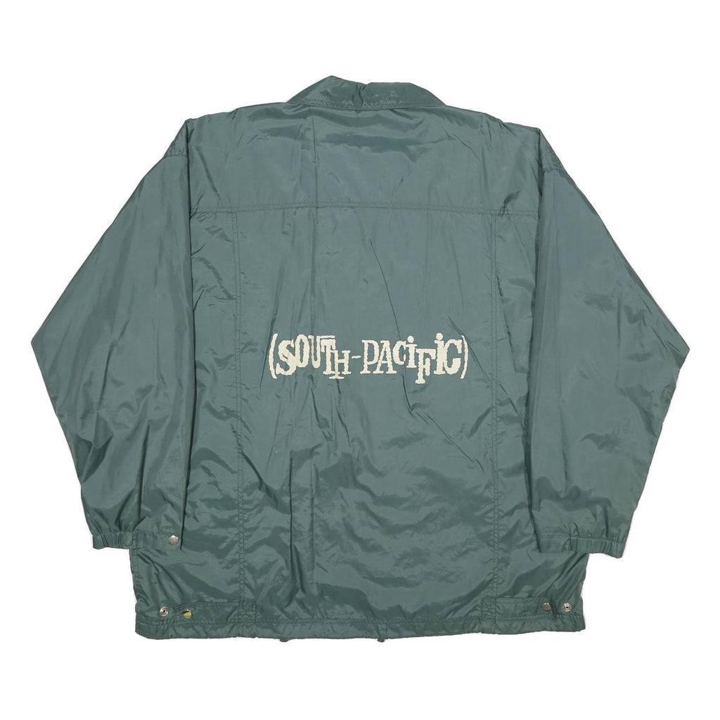 GO WEST Mens Green Nylon South Pacific Jacket XL Windbreaker Zip Pockets