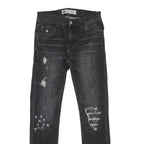 LEVI'S 510 Boys Slim Black Denim Jeans W27 L27 Distressed Cotton Blend Zip