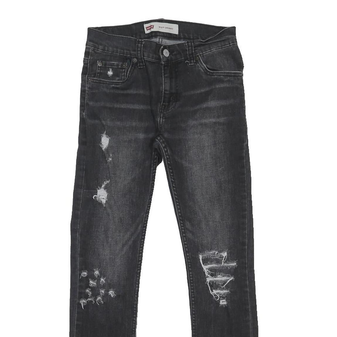 LEVI'S 510 Boys Slim Black Denim Jeans W27 L27 Distressed Cotton Blend Zip