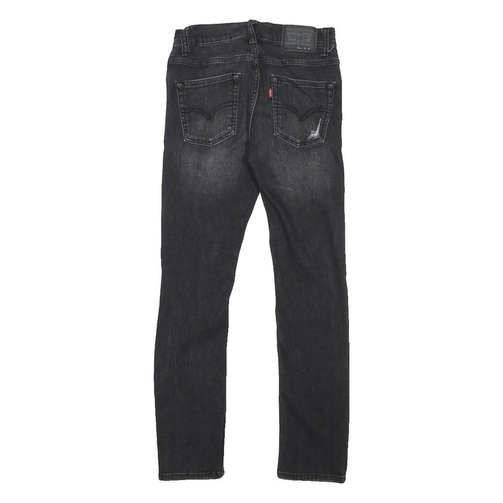 LEVI'S 510 Boys Slim Black Denim Jeans W27 L27 Distressed Cotton Blend Zip