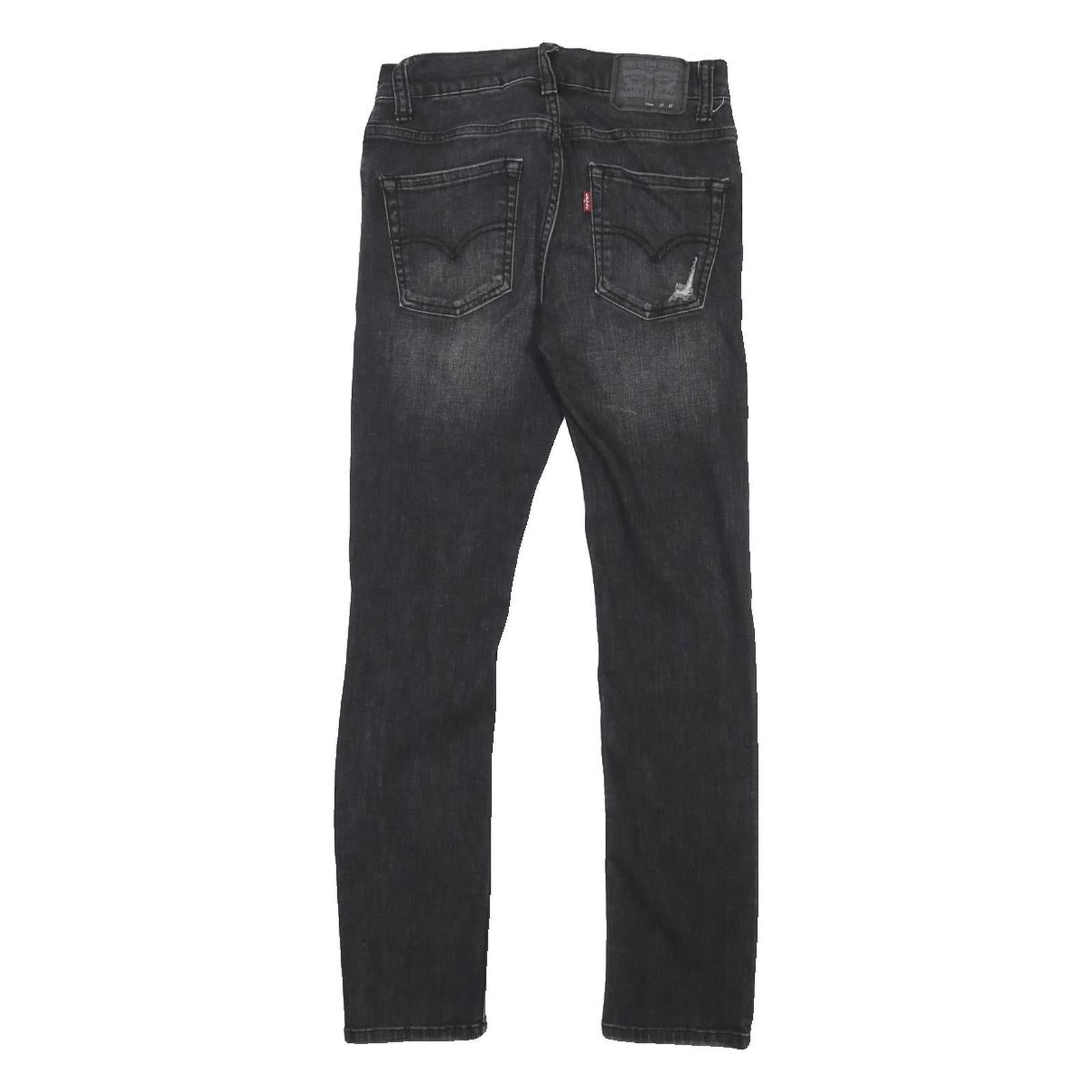 LEVI'S 510 Boys Slim Black Denim Jeans W27 L27 Distressed Cotton Blend Zip