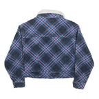 LEVI'S Girls Blue Plaid Sherpa Collar Jacket 12-13Y Cotton Button Closure