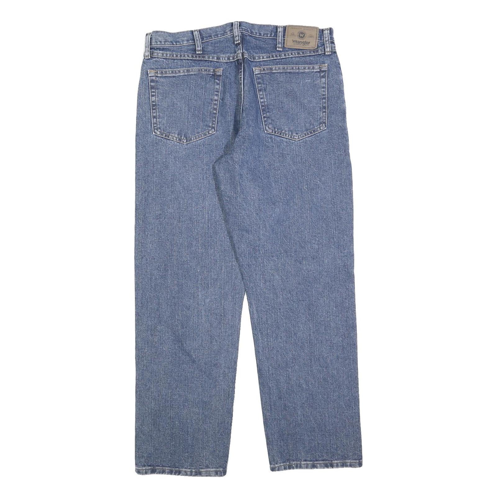 WRANGLER Mens Regular Fit Blue Denim Jeans W34 L30 Classic Cotton Blend Zip